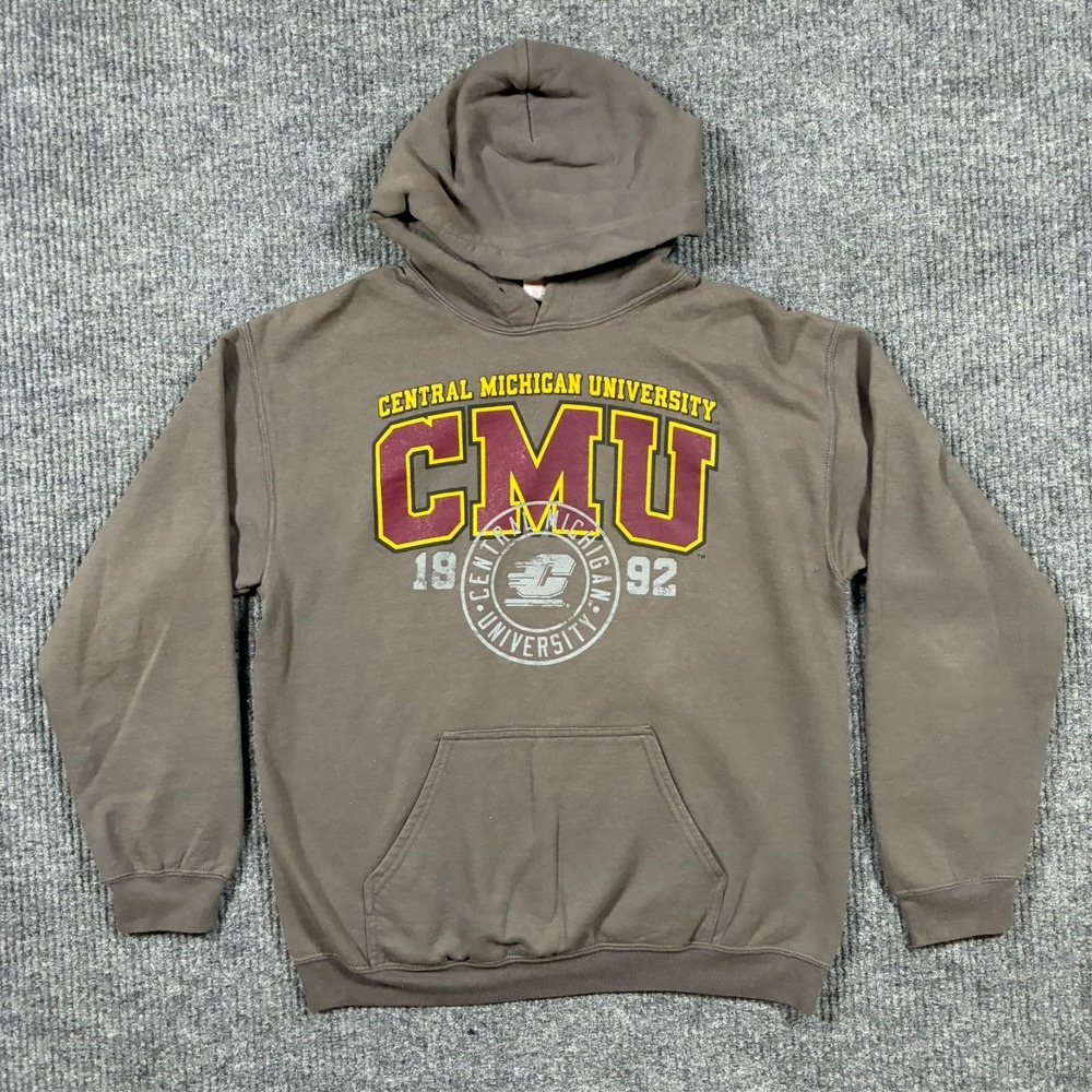 Gildan CMU Central Michigan University Hoodie Mens M Brown Pullover College Logo